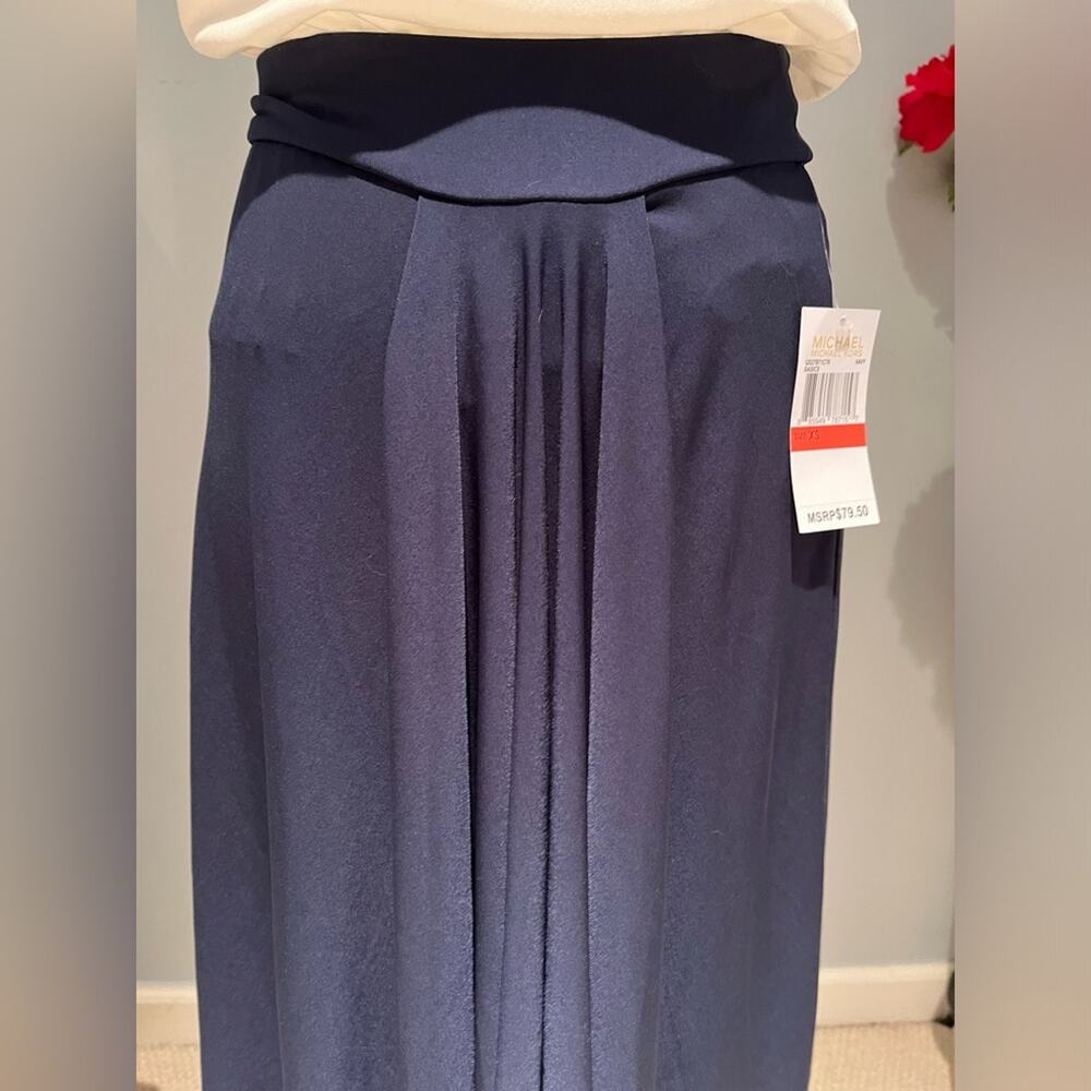 NEW Michael Kors Hi Low Asymmetrical Gathered Waterfall Jersey Skirt Navy XS NWT - Picture 9 of 16